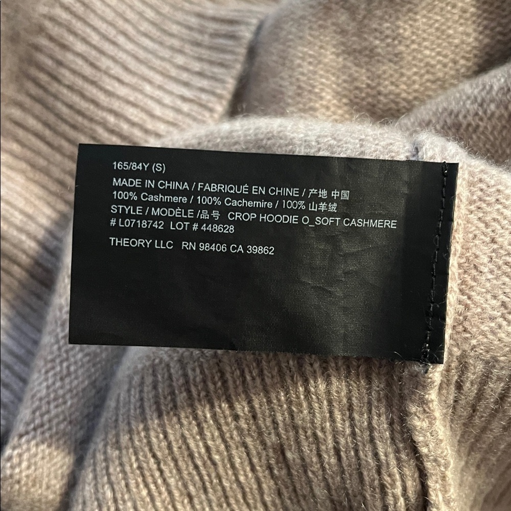 Theory | RARE Cashmere crop hoodie | Oat Melange | Size S - Picture 7 of 8